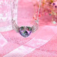 S925 Silver Angel Wings Heart Necklace with Crystals