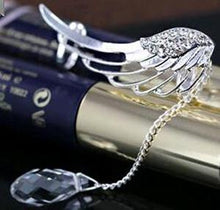 Angel Wing Tassel Earrings with Crystal Clip-On Design