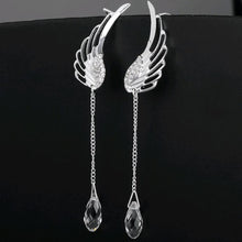 Angel Wing Tassel Earrings with Crystal Clip-On Design