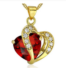 Crystal Heart Pendant Alloy Necklace for Women