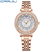 CRRJU Sparkling Diamond Steel Watch for Women