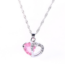 Heart Pendant Water Wave Chain Crystal Necklace for Women