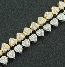 Diamond Heart Stitching Cuban Chain Bracelet
