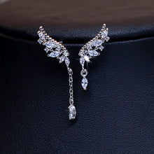 Asymmetrical Tassel Earrings with Angel Wing Design