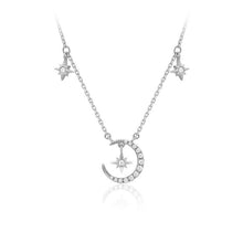 S925 Silver Star and Moon Necklace for Women