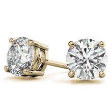 1 CTW Lab-Grown Diamond Stud Earrings - G/VS Clarity - 14k Gold Over Sterling Silver - White or Yellow Gold Option