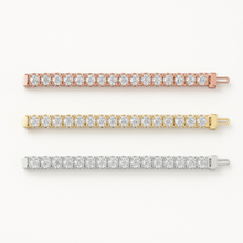 Set of Three 6ctw Created Moissanite Tennis Bracelets – 3mm Stones – 14K Gold Overlay in White, Yellow & Rose Gold