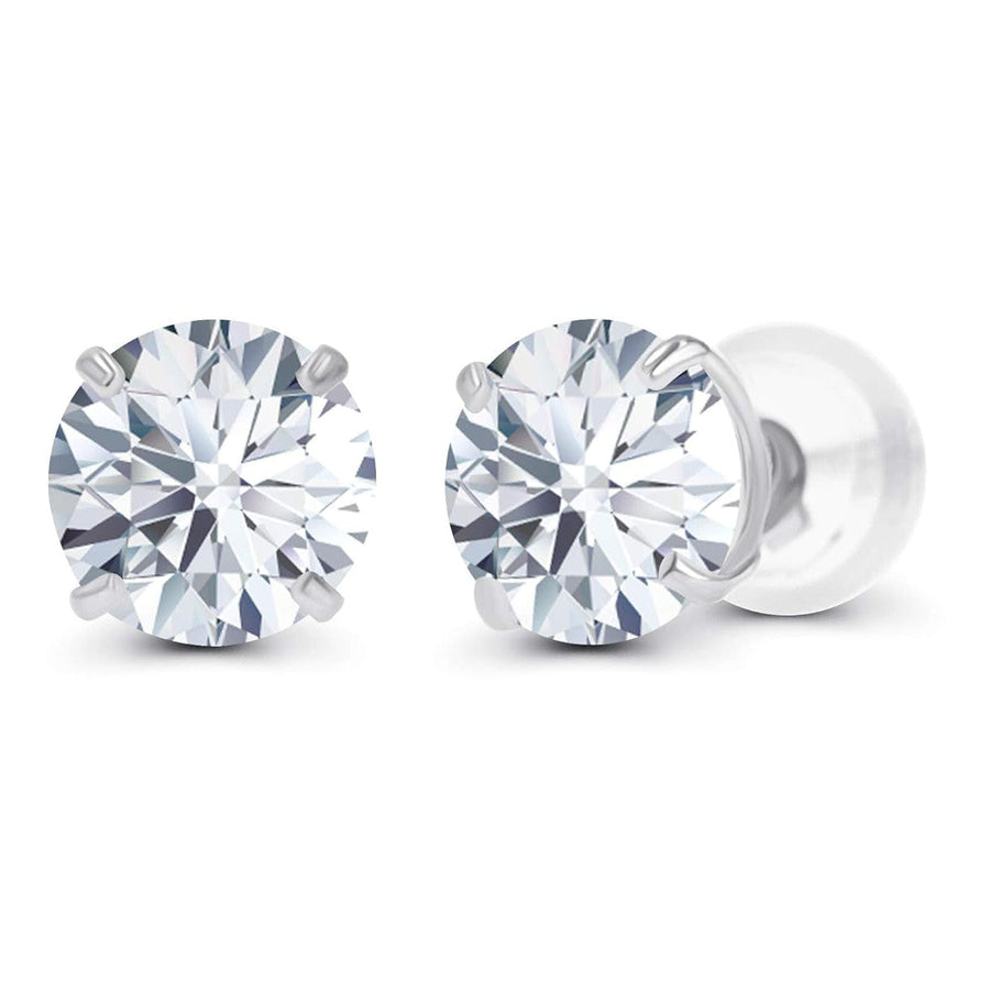 2CTW Created Moissanite Stud Earrings (G-VS) in Choice of 14K White Gold or Yellow Gold